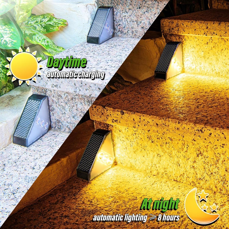 JSOT Solar Step Stair Lights Outdoor Yard Decor 12 Pack, IP65 Waterproof Deck Lighting for Outside Solar Powered, Solar Garden Light Decor for Fence, Backyard, Front Porch Step, Balcony, Wall, Patio - Image 5